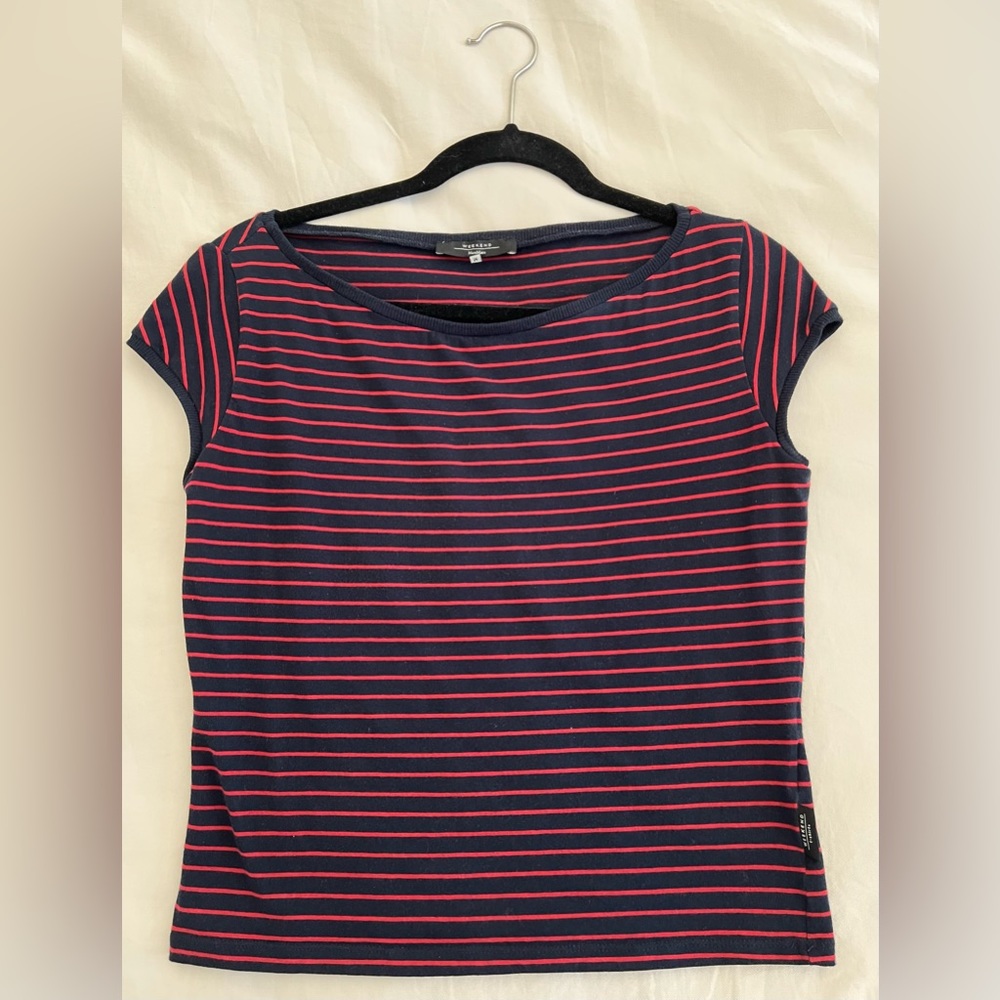 Weekend MaxMara, cotton stretchy cap sleeve boat neck shirt